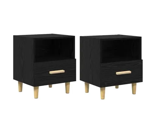 Nakts Skapītis Ar Atvilktni 2 Pcs Melns Ozols 40 X 35 X 47.5 Cm Vidaxl