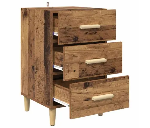 Šalia Lovos Spintelė Su Stalčių Sena Mediena 40 X 40 X 66 Cm