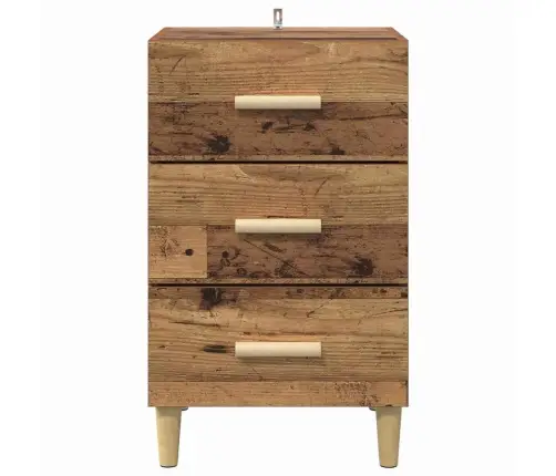 Šalia Lovos Spintelė Su Stalčių Sena Mediena 40 X 40 X 66 Cm