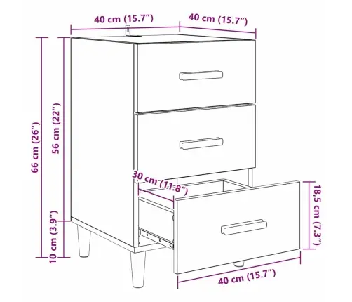Šalia Lovos Spintelė Su Stalčių Sena Mediena 40 X 40 X 66 Cm