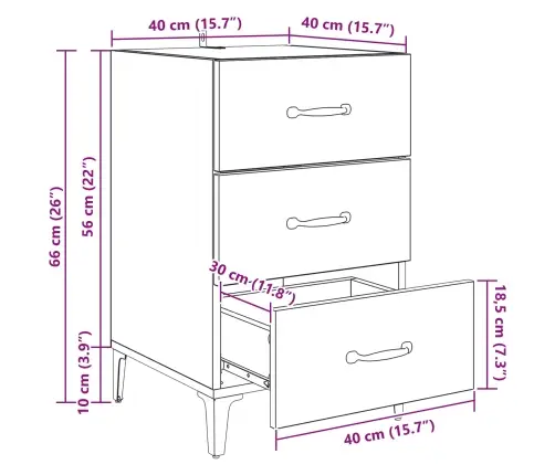Nakts Skapītis Vecs Koks 40 X 40 X 66 Cm Inženierijas Koks Vidaxl