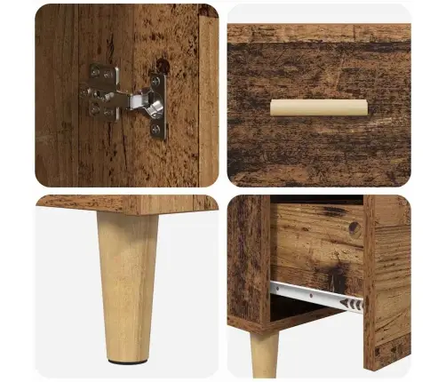 Puse Ar Atvilktni Vecs Koks 34 X 69.5 X 90 Cm Inženierijas Koks Vidaxl