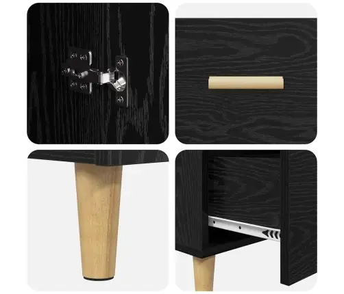 Puse Melns Ozols 34 X 69.5 X 90 Cm Inženierijas Koks Vidaxl