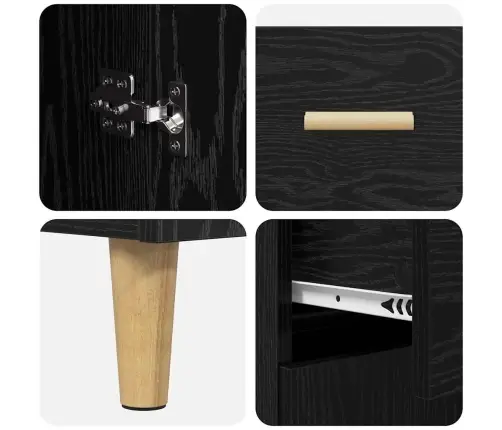 Puse Melns Ozols 34 X 69.5 X 89 Cm Inženierijas Koks Vidaxl