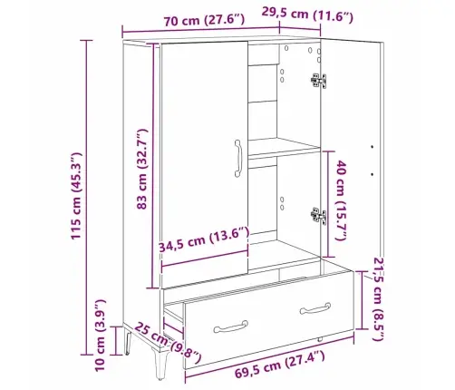 Kõrgushein Sahtliga Must Tamm 70 X 31 X 115 Cm