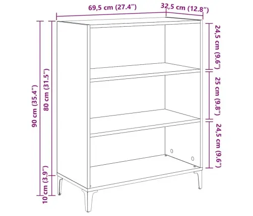 Puse Amatnieku Ozola 32.5 X 69.5 X 90 Cm Inženierijas Koks Vidaxl