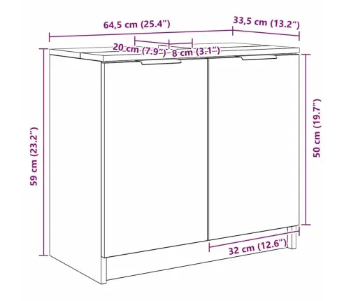 Vannas Istabas Skapītis Betona Pelēks 64,5 X 33,5 X 59 Cm Vidaxl