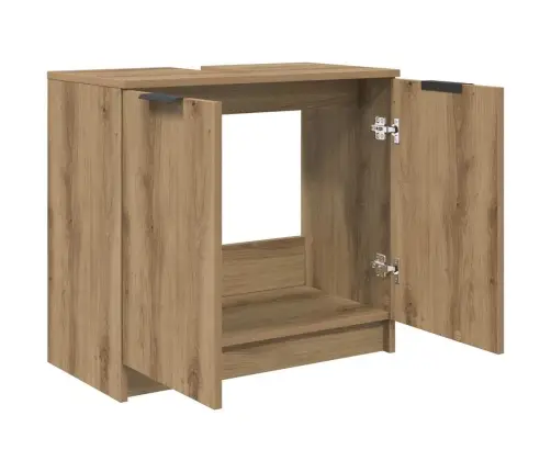 Vannitoa Kapp Uksega Käsitööpuu 64,5 X 33,5 X 59 Cm Tehispuit