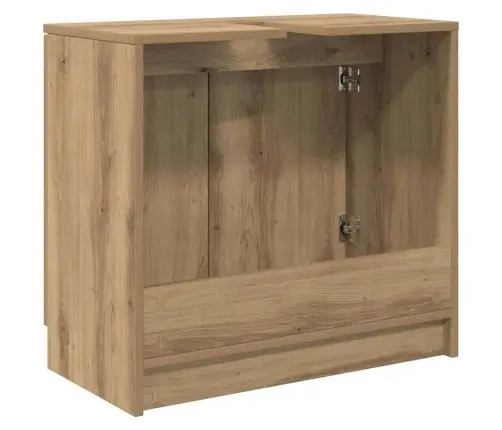 Vannitoa Kapp Uksega Käsitööpuu 64,5 X 33,5 X 59 Cm Tehispuit