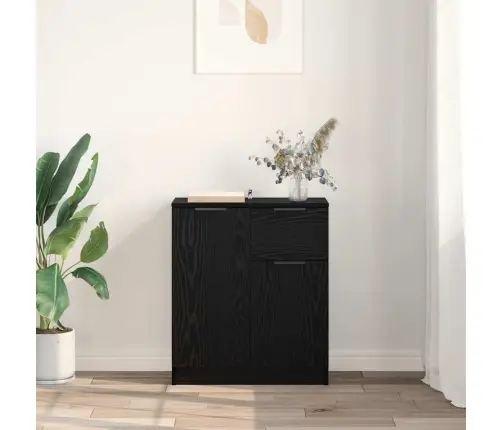 Puse Ar Atvilktni Melns Ozols 60 X 30 X 70 Cm Inženierijas Koks Vidaxl