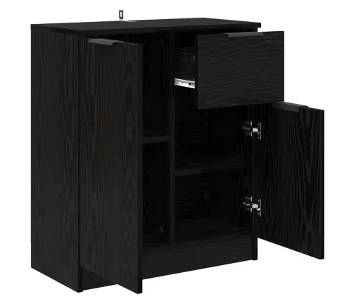 Puse Ar Atvilktni Melns Ozols 60 X 30 X 70 Cm Inženierijas Koks Vidaxl