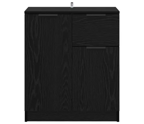 Puse Ar Atvilktni Melns Ozols 60 X 30 X 70 Cm Inženierijas Koks Vidaxl