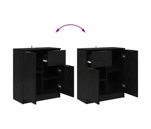 Puse Ar Atvilktni Melns Ozols 60 X 30 X 70 Cm Inženierijas Koks Vidaxl