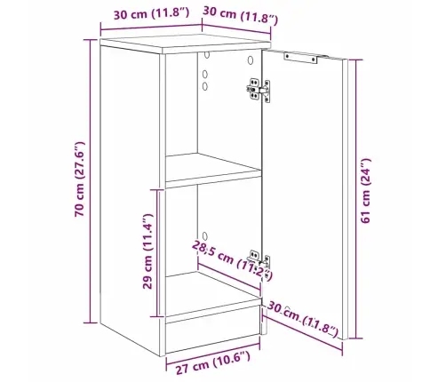 Puse Vecs Koks 30 X 30 X 70 Cm Inženierijas Koks Vidaxl