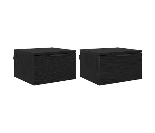 Nakts Skapītis Ar Atvilktni 2 Pcs Melns Ozols 34 X 30 X 20 Cm Vidaxl