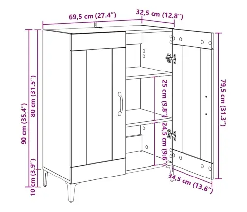 Kõide Must Tamm 69,5 X 34 X 90 Cm