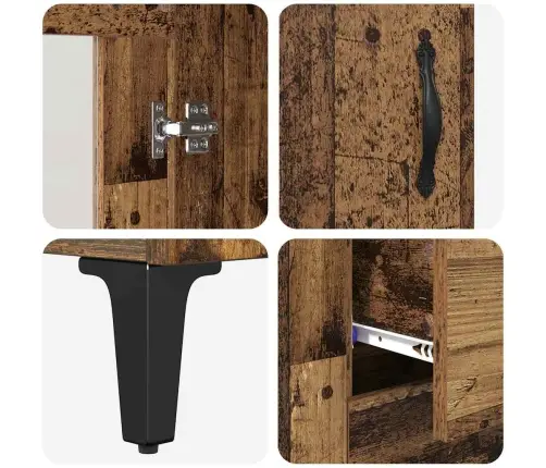 Puse Vecs Koks 69,5 X 34 X 90 Cm Inženierija Koks Un Dzelzs Vidaxl