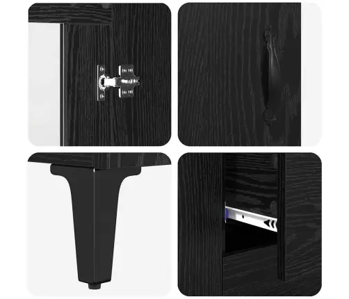 Puse Ar Atvilktni Melns Ozolkoks 69,5 X 34 X 90 Cm Vidaxl