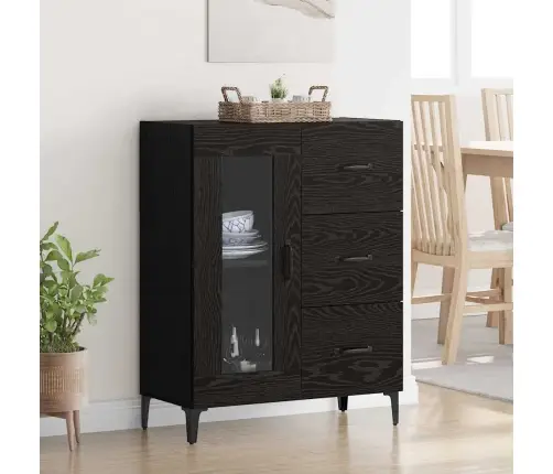 Puse Ar Atvilktni Melns Ozolkoks 69,5 X 34 X 90 Cm Vidaxl