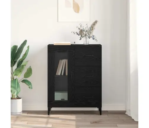 Puse Ar Atvilktni Melns Ozolkoks 69,5 X 34 X 90 Cm Vidaxl