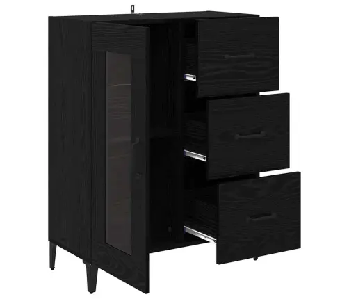 Puse Ar Atvilktni Melns Ozolkoks 69,5 X 34 X 90 Cm Vidaxl