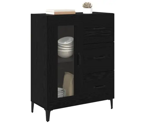 Puse Ar Atvilktni Melns Ozolkoks 69,5 X 34 X 90 Cm Vidaxl