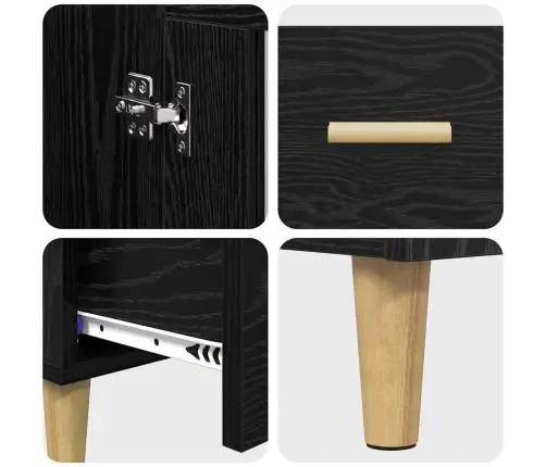 Augstais Skapītis Ar Atvilktni Melns Ozolkoks 70 X 31 X 115 Cm Vidaxl