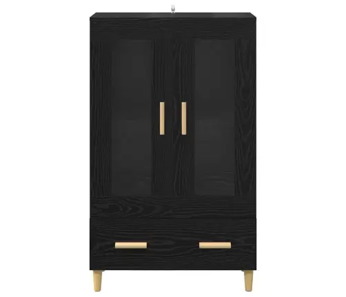 Augstais Skapītis Ar Atvilktni Melns Ozolkoks 70 X 31 X 115 Cm Vidaxl