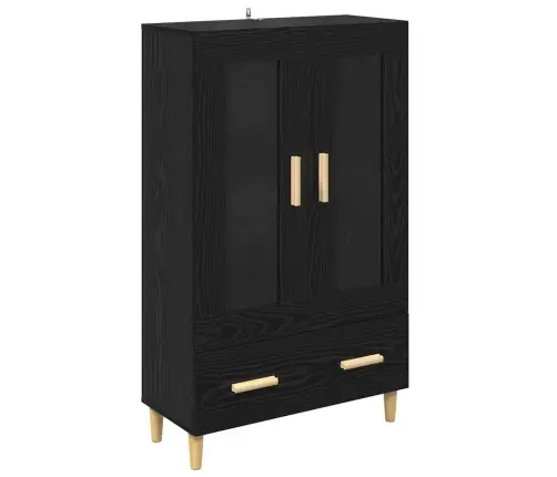 Augstais Skapītis Ar Atvilktni Melns Ozolkoks 70 X 31 X 115 Cm Vidaxl