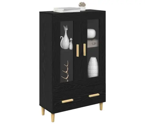 Augstais Skapītis Ar Atvilktni Melns Ozolkoks 70 X 31 X 115 Cm Vidaxl