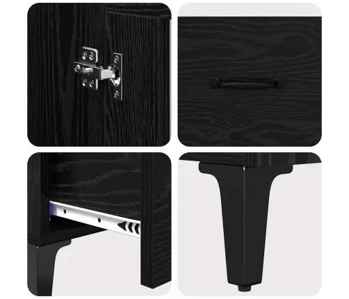 Augstais Skapītis Ar Atvilktni Melns Ozolkoks 70 X 31 X 115 Cm Vidaxl