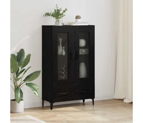 Augstais Skapītis Ar Atvilktni Melns Ozolkoks 70 X 31 X 115 Cm Vidaxl