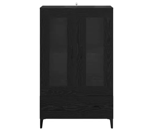 Augstais Skapītis Ar Atvilktni Melns Ozolkoks 70 X 31 X 115 Cm Vidaxl