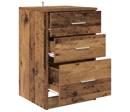 Šalia Lovos Spintelė Su Stalčių Sena Mediena 40 X 40 X 63 Cm