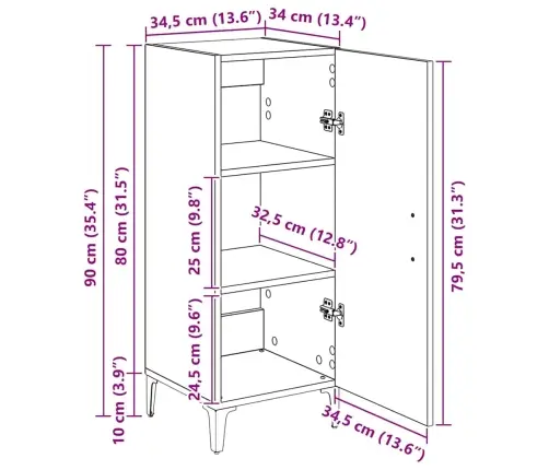 Kabalas Juoda Ąžuolo 34.5 X 34 X 90 Cm Apdirbta Mediena