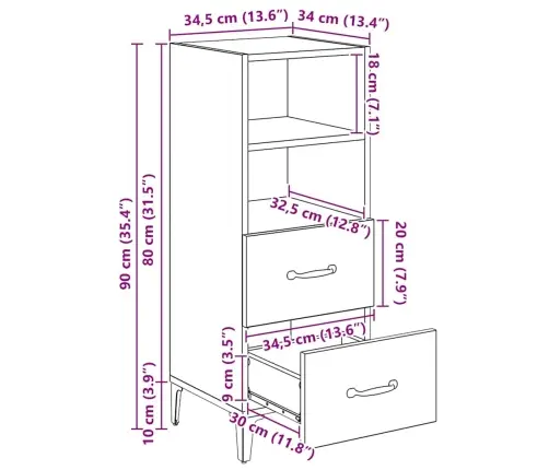 Kabalas Artisano Ąžuolo 34 X 34.5 X 90 Cm Apdirbta Mediena