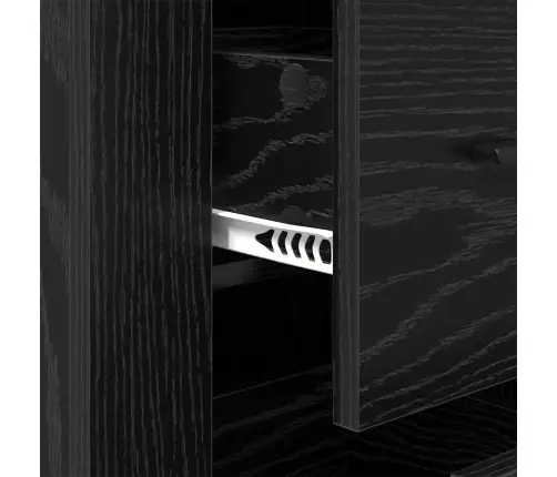 Puse Ar Atvilktni Melns Ozols 40 X 33 X 70 Cm Inženierijas Koks Vidaxl