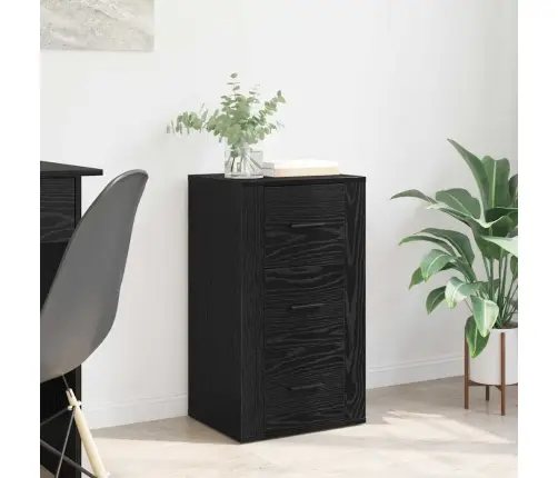 Puse Ar Atvilktni Melns Ozols 40 X 33 X 70 Cm Inženierijas Koks Vidaxl