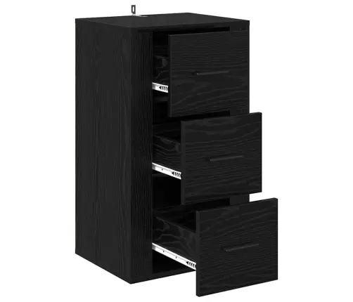 Puse Ar Atvilktni Melns Ozols 40 X 33 X 70 Cm Inženierijas Koks Vidaxl