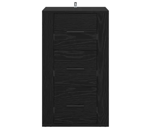 Puse Ar Atvilktni Melns Ozols 40 X 33 X 70 Cm Inženierijas Koks Vidaxl