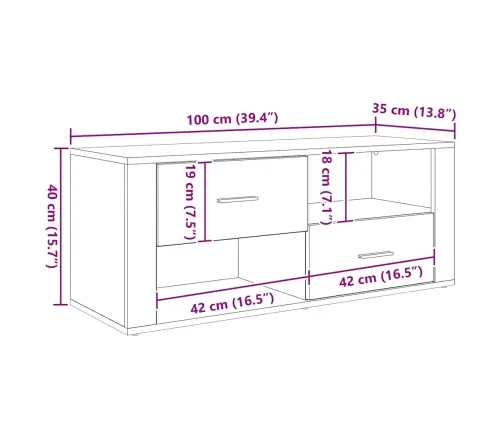 Televizora Skapīša Ar Atvilktni Artisānā Ozols 100 X 35 X 40 Cm Vidaxl
