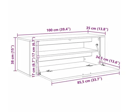 Apavu Skapis Amatnieku Ozola 100 X 35 X 38 Cm Inženierijas Koks Vidaxl