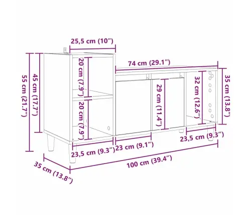 Televizoriaus Spintelė Amatininkų Ąžuolas 100 X 35 X 55 Cm