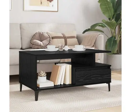 Kafijas Galdiņš Melns Ozols 90 X 49 X 45 Cm Inženierijas Koks Vidaxl