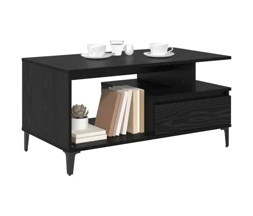 Kafijas Galdiņš Melns Ozols 90 X 49 X 45 Cm Inženierijas Koks Vidaxl