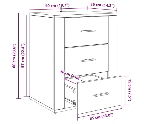 Nakts Skapītis Ar Atvilktni Amatnieku Ozola 50 X 36 X 60 Cm Vidaxl