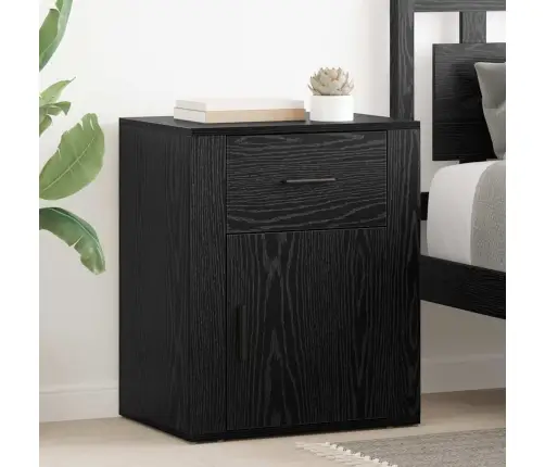 Nakts Skapītis Melns Ozols 50 X 36 X 60 Cm Inženierijas Koks Vidaxl