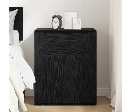 Nakts Skapītis Melns Ozols 50 X 36 X 60 Cm Inženierijas Koks Vidaxl