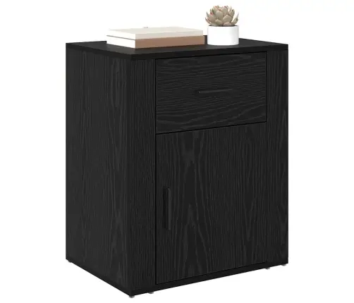 Nakts Skapītis Melns Ozols 50 X 36 X 60 Cm Inženierijas Koks Vidaxl