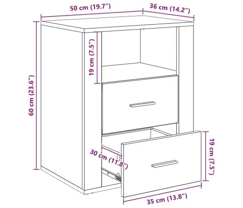 Nakts Skapītis Vecs Koks 50 X 36 X 60 Cm Inženierijas Koks Vidaxl